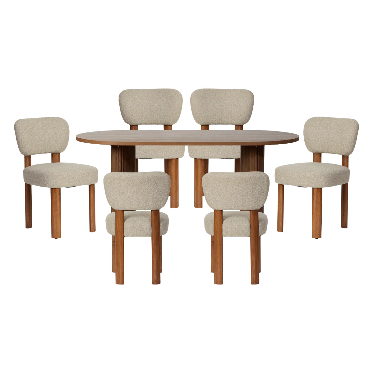 Amara Table and Coco Seven Piece Dining Set Walnut