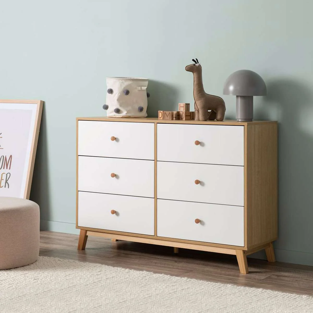 Aspen Six Drawer - White/Natural - Image 3