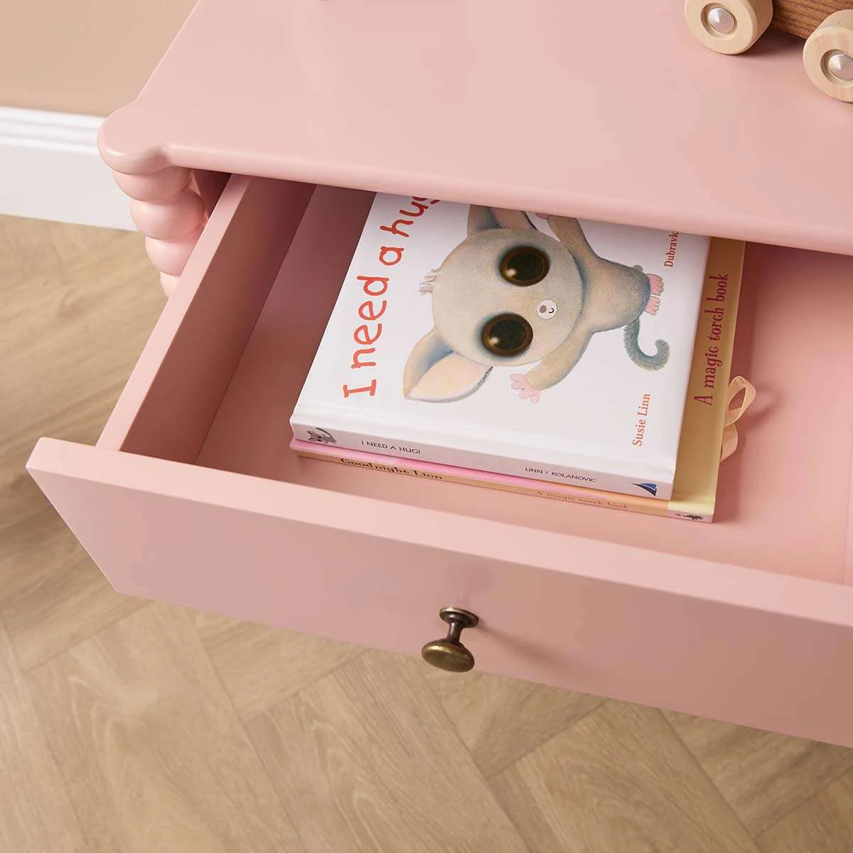 Betti Bobbin One Drawer Bedside Table - Pink - Image 7