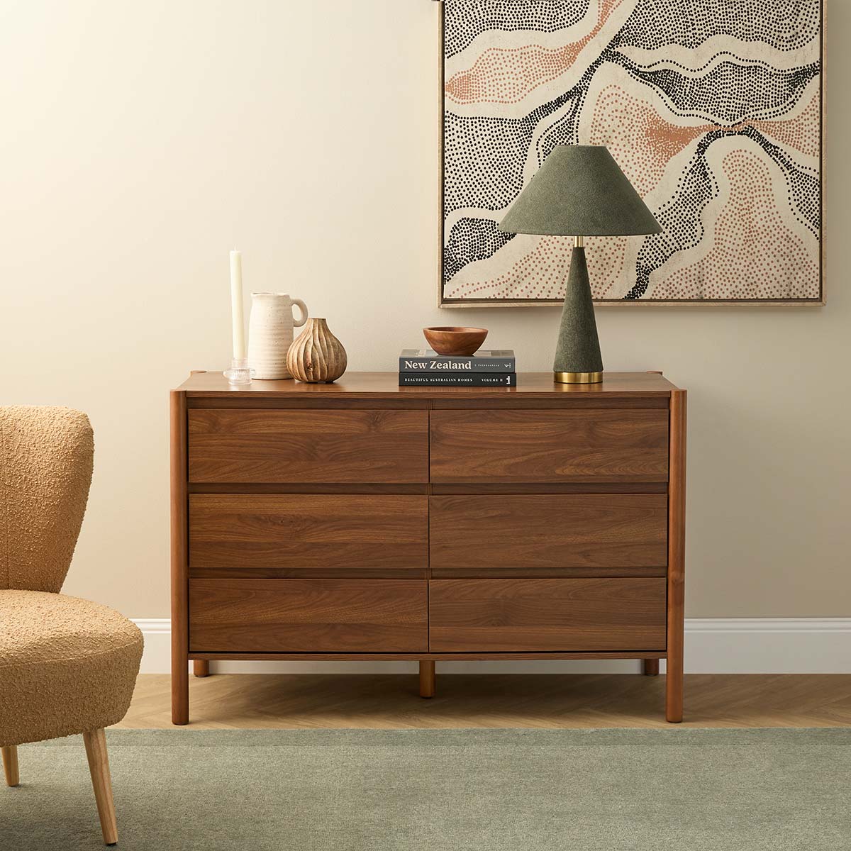 Blair Six Drawer - Walnut