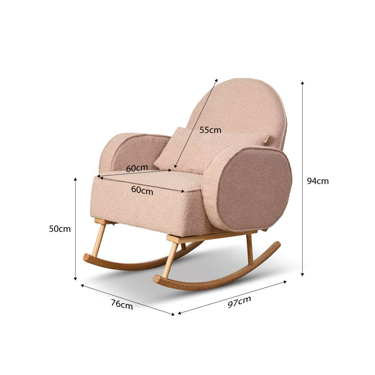 Buddy 2-in-1 Rocking Chair and Stool Bundle - Blush - Image 6