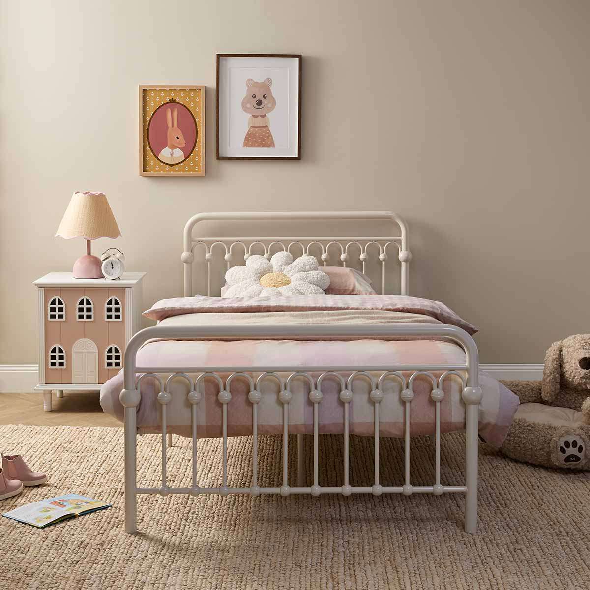 Classic Cottage King Single Bed + Mocka Mattresses Bundle - Cream - Image 2