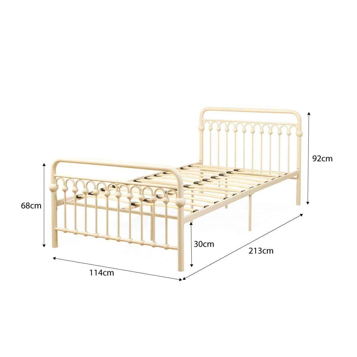 Classic Cottage King Single Bed + Mocka Mattresses Bundle - Cream - Image 4