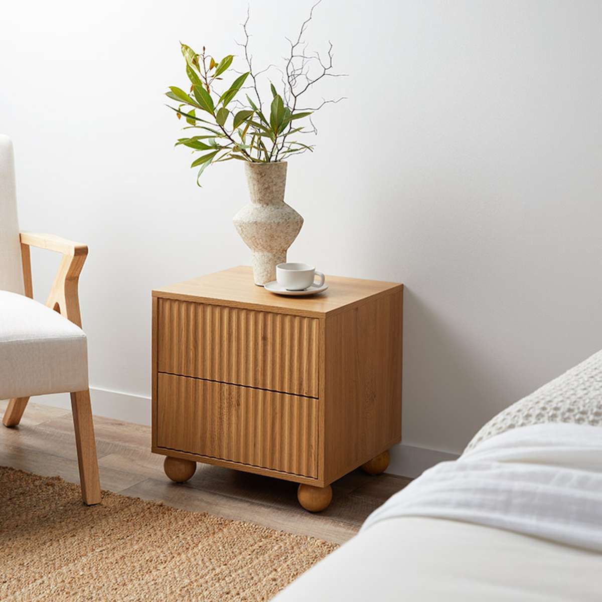 Deven Ball Feet Bedside Table - Natural - Image 3