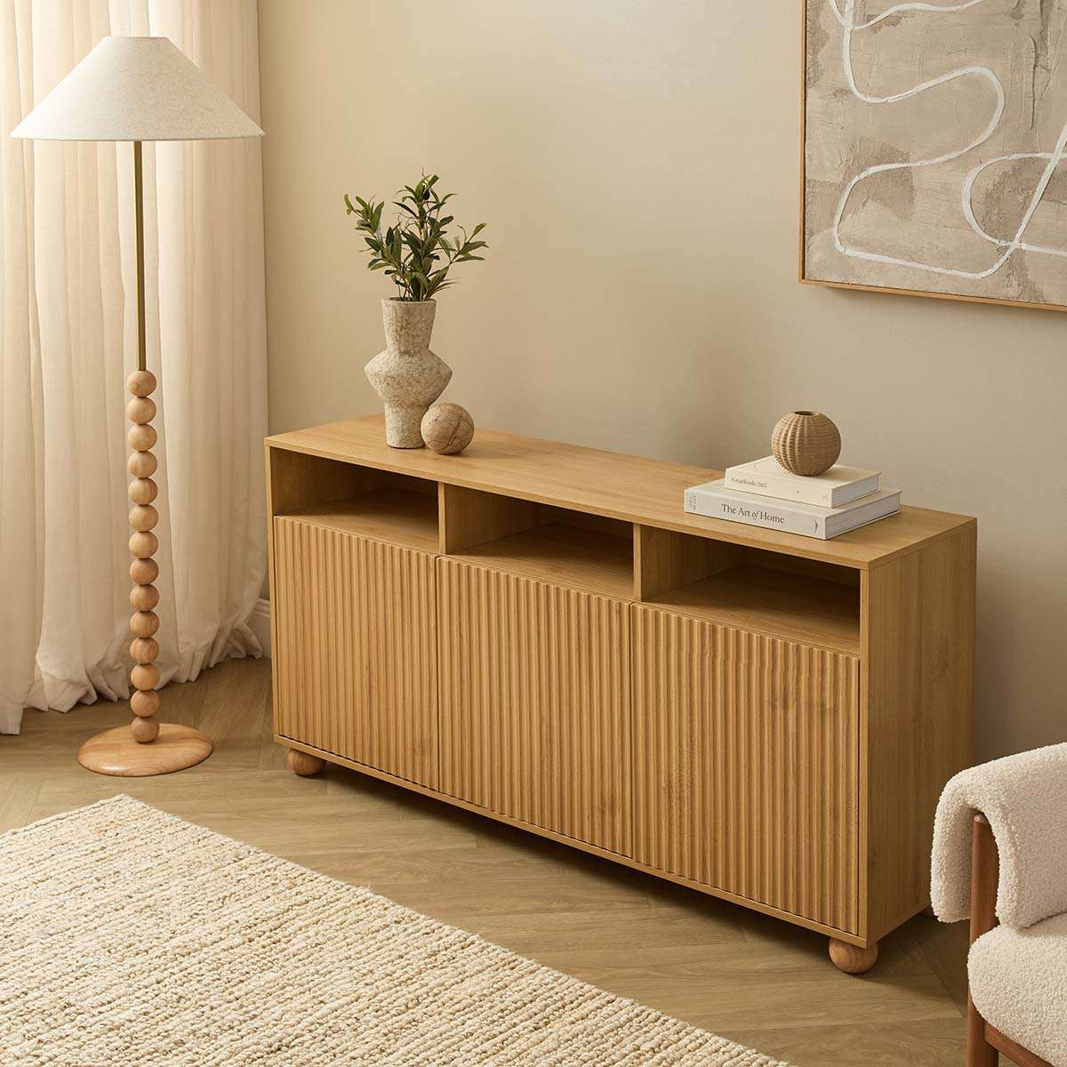 Deven Ball Feet Storage Console Table - Natural - Image 3