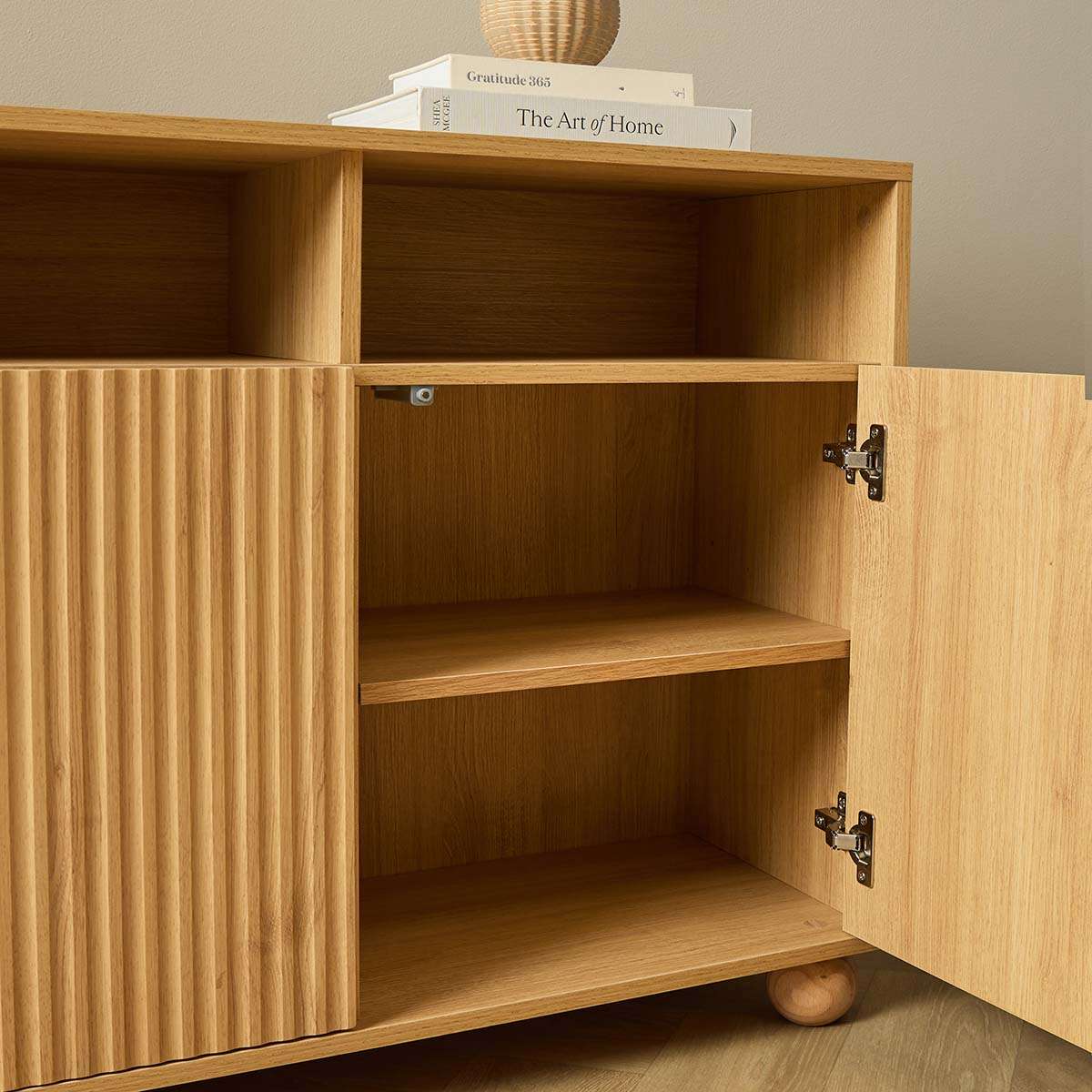 Deven Ball Feet Storage Console Table - Natural - Image 7