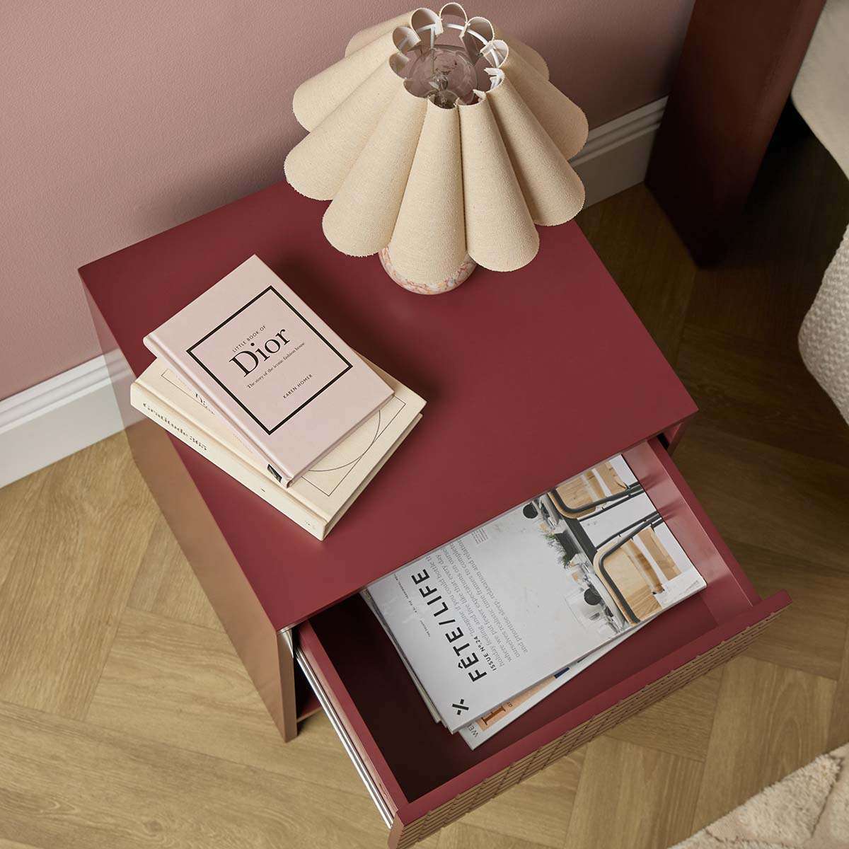 Drew Checkerboard Bedside Table - Shiraz - Image 4