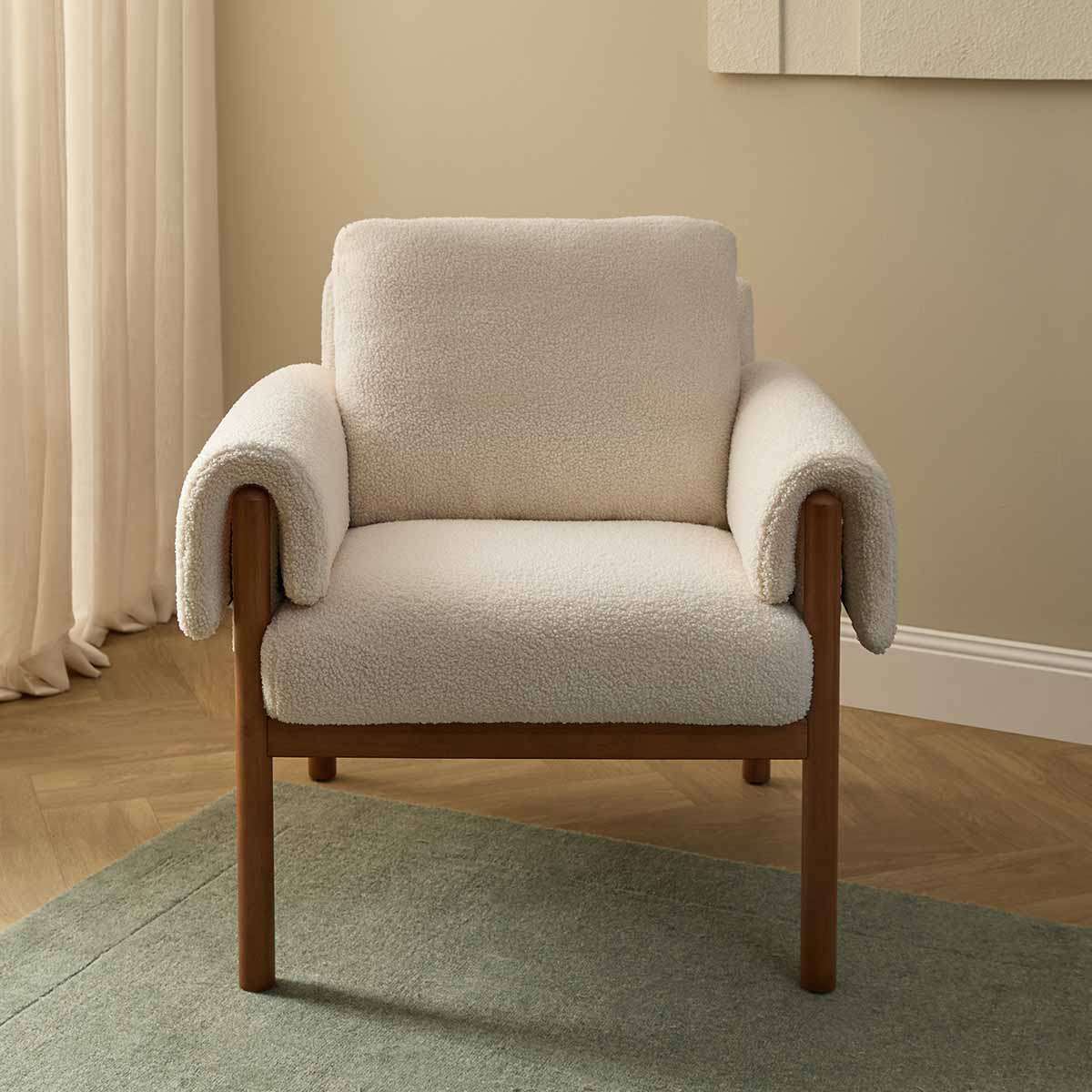 Edwin Occasional Chair - Cream/Walnut - Image 2