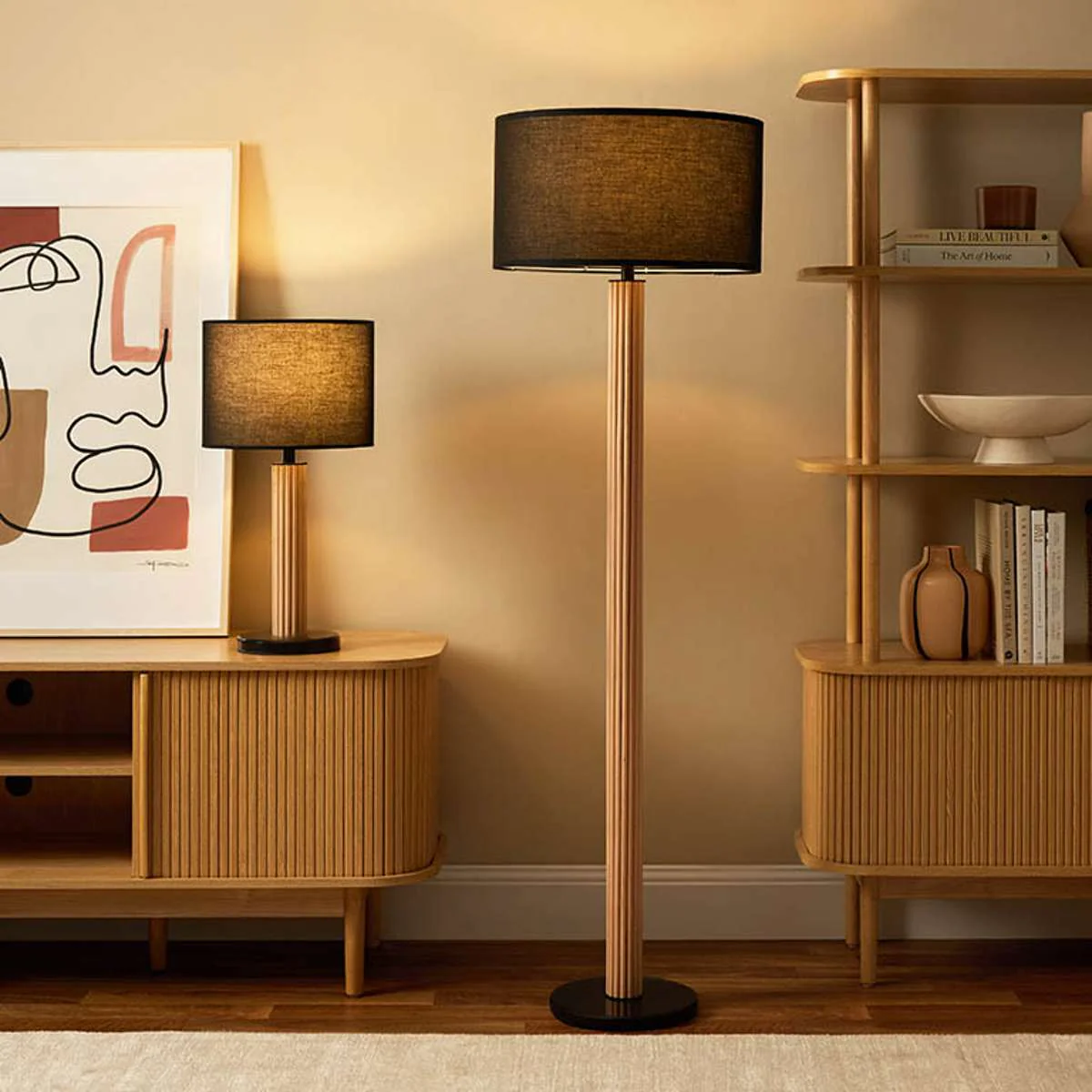 Eve Black Marble Base Floor Lamp - Image 3