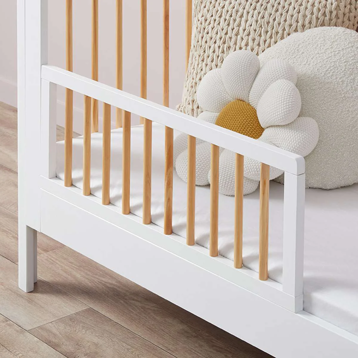Fraser Coastal Cot Toddler Bed Half Frame - White/Natural - Image 4