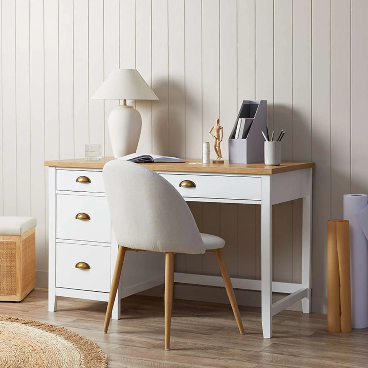 Hastings Desk - White/Natural - Image 3