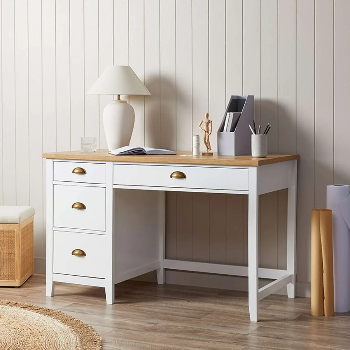 Hastings Desk - White/Natural - Image 5