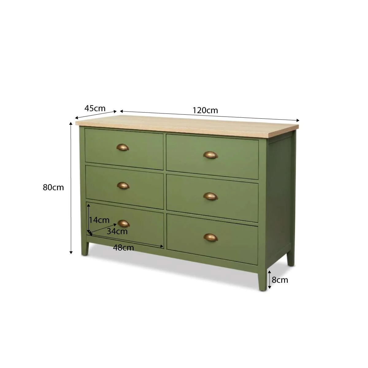 Hastings Six Drawer - Olive Green/Natural - Image 12