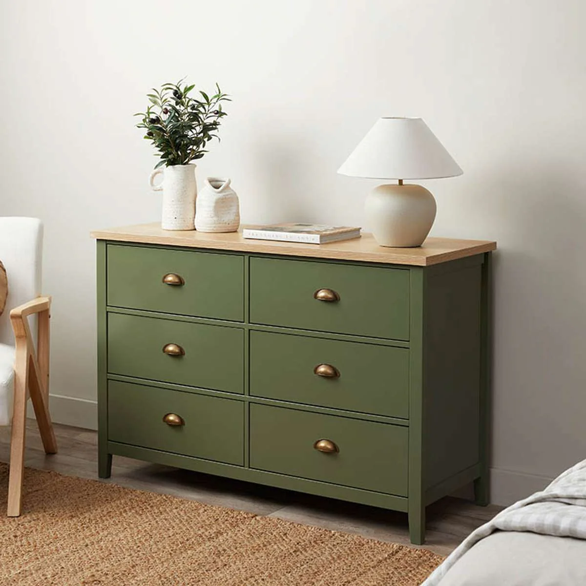 Hastings Six Drawer - Olive Green/Natural - Image 3