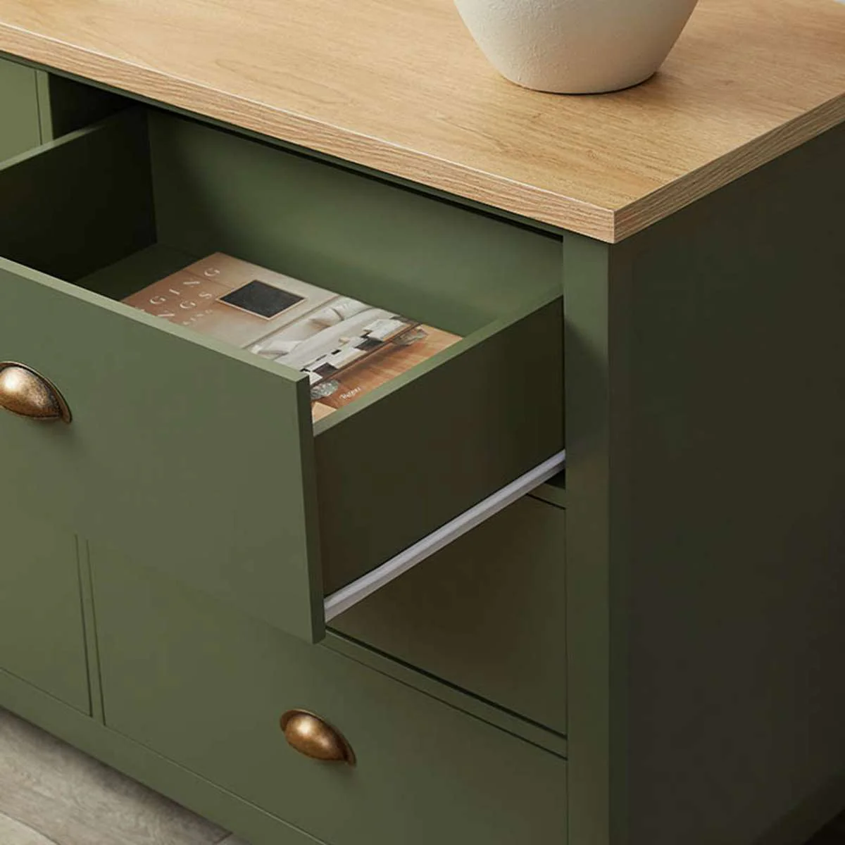 Hastings Six Drawer - Olive Green/Natural - Image 4