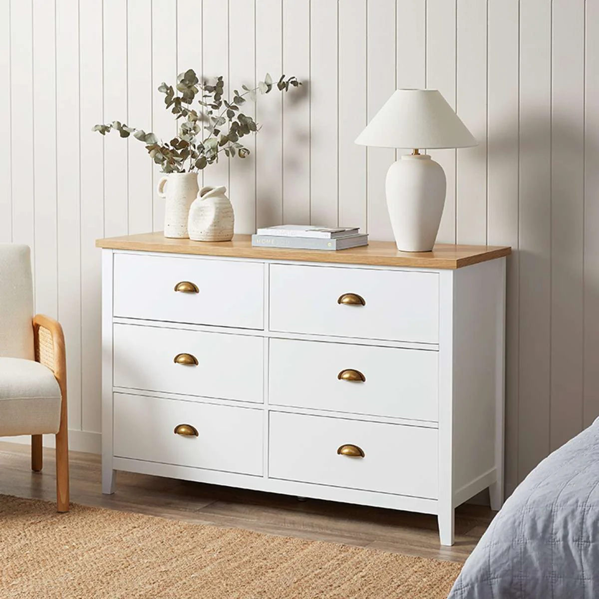 Hastings Six Drawer - White/Natural - Image 3