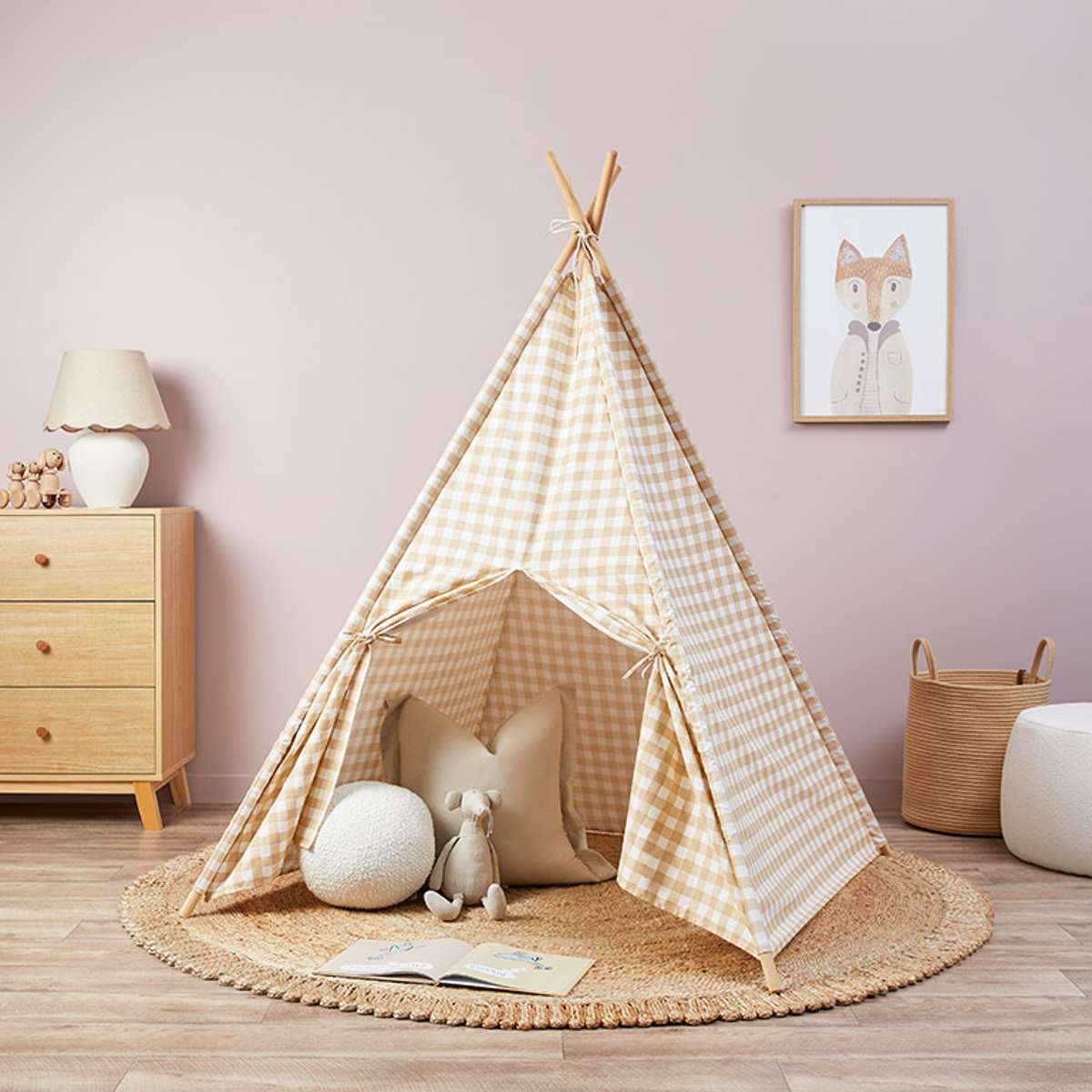Henley Teepee - Beige Gingham - Image 2