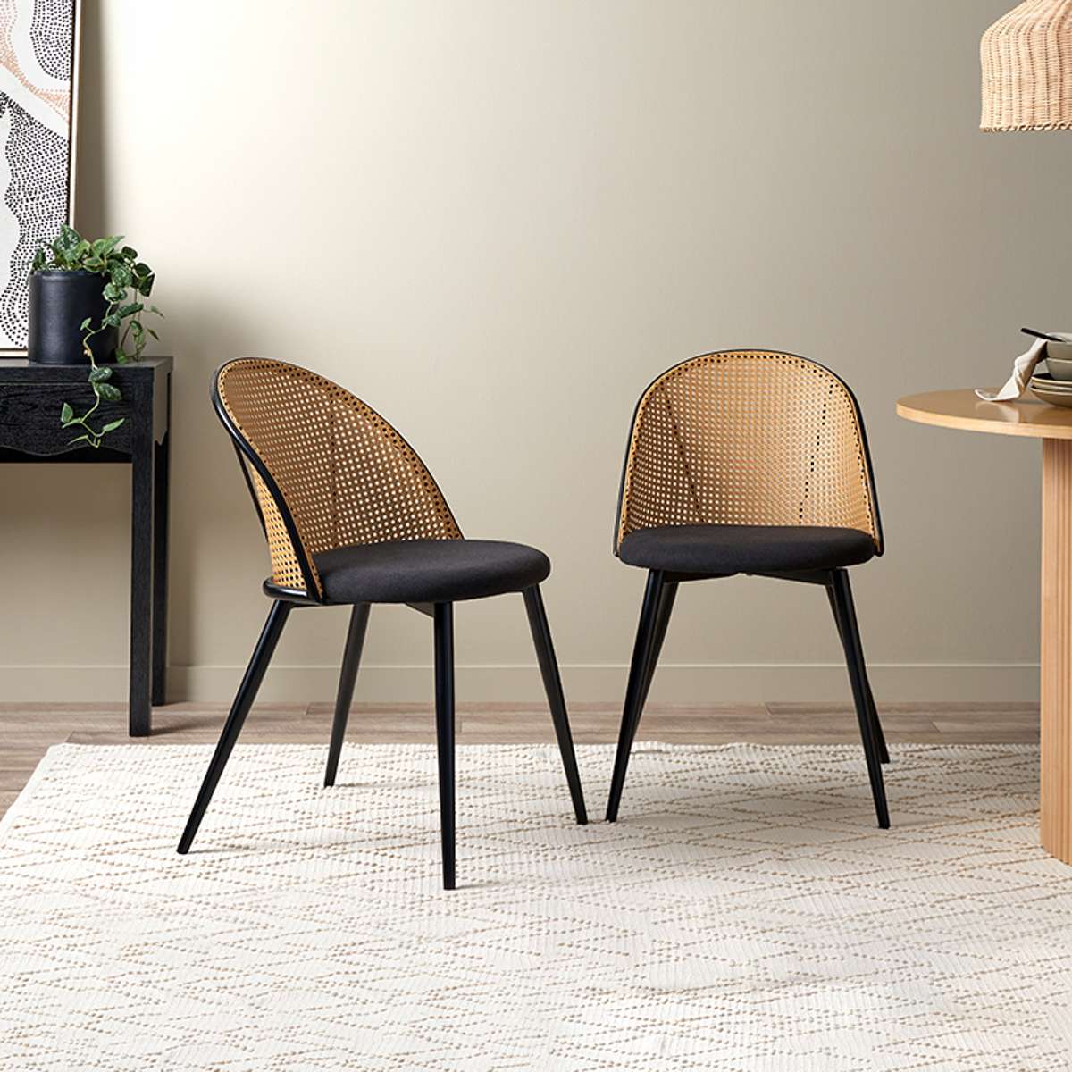 Kyoto Natural and Avila Black Five Piece Dining Set - Image 3