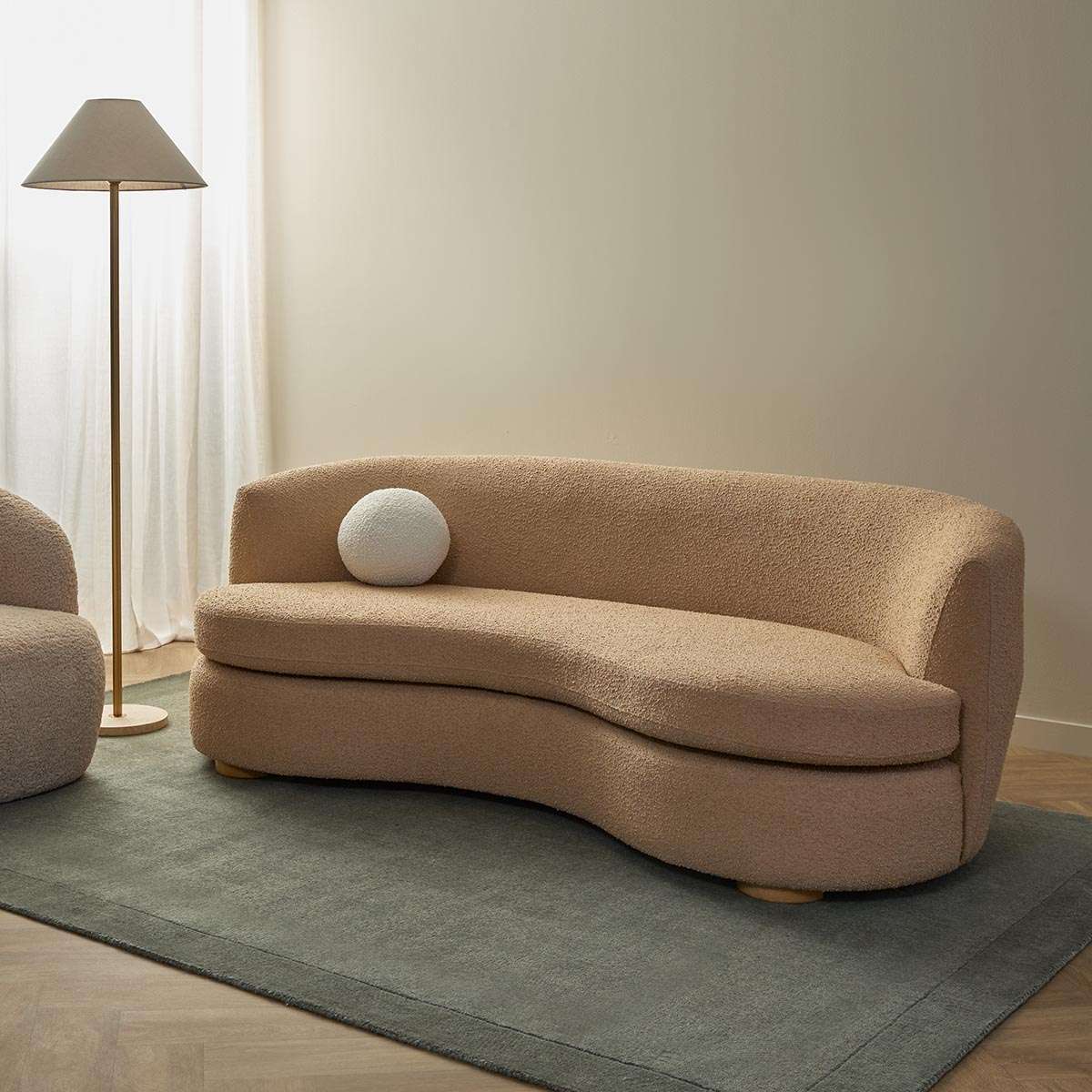 Lyle Pebble 2.5 Seater Sofa - Caramel Boucle - Image 3