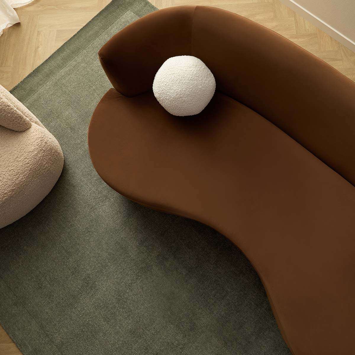 Lyle Pebble 2.5 Seater Sofa - Chocolate Velvet - Image 2