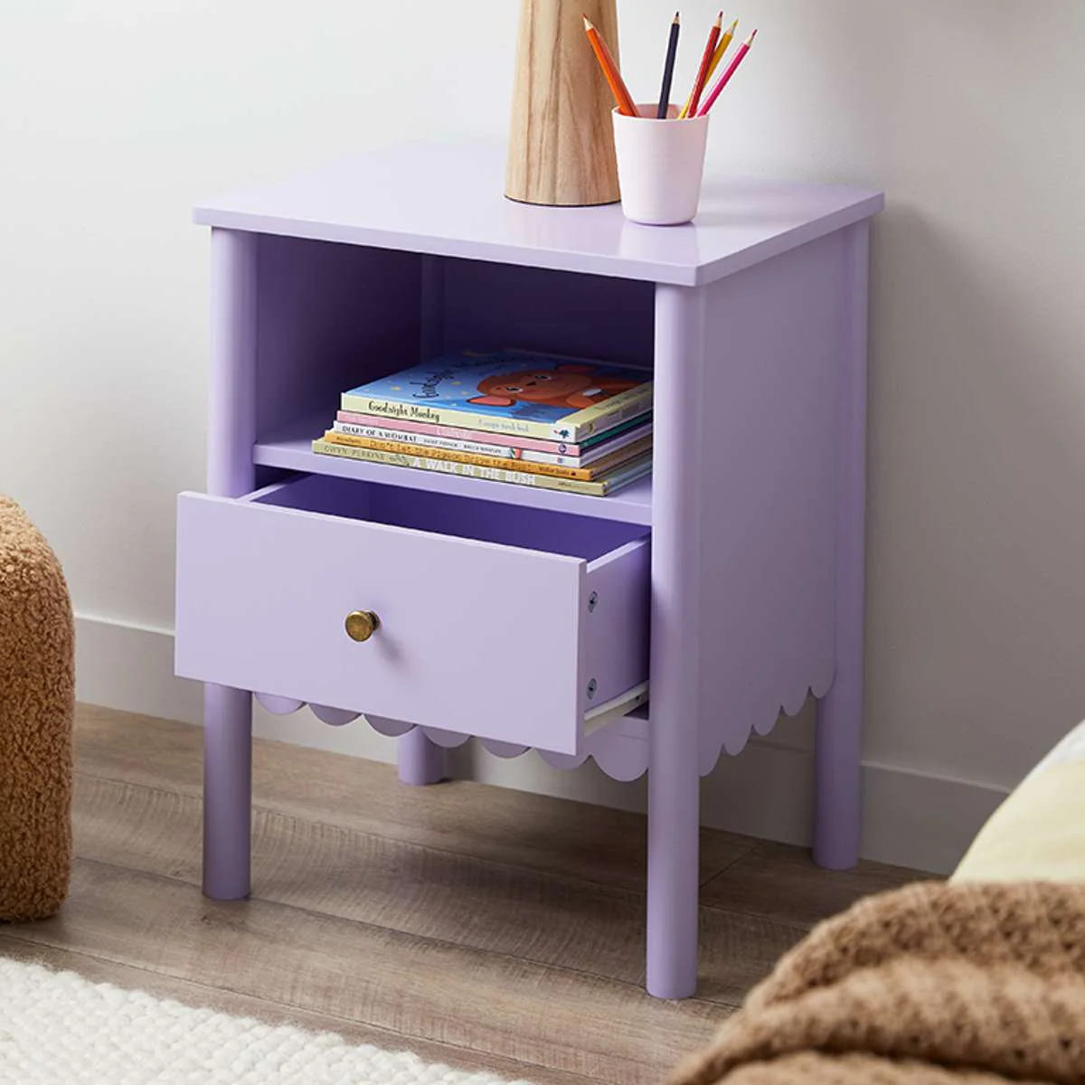 Maisie Scalloped Bedside Table - Lilac - Image 4