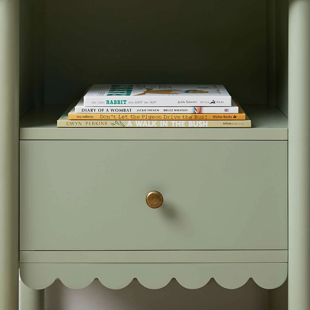 Maisie Scalloped Bedside Table - Sage Green - Image 6