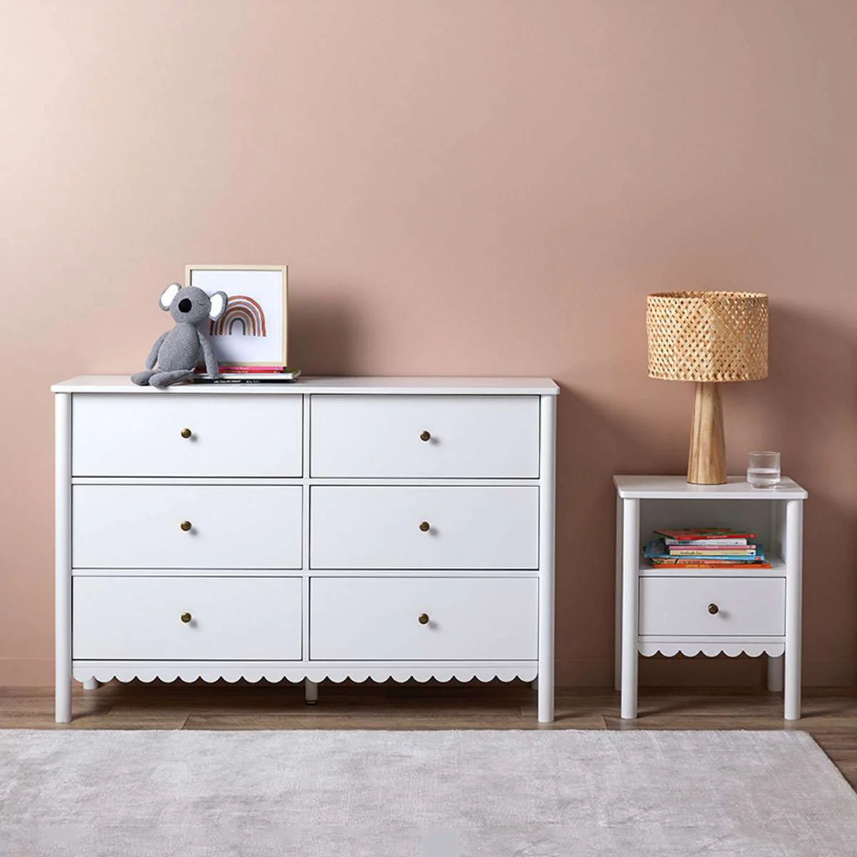 Maisie Scalloped Bedside Table - White - Image 4