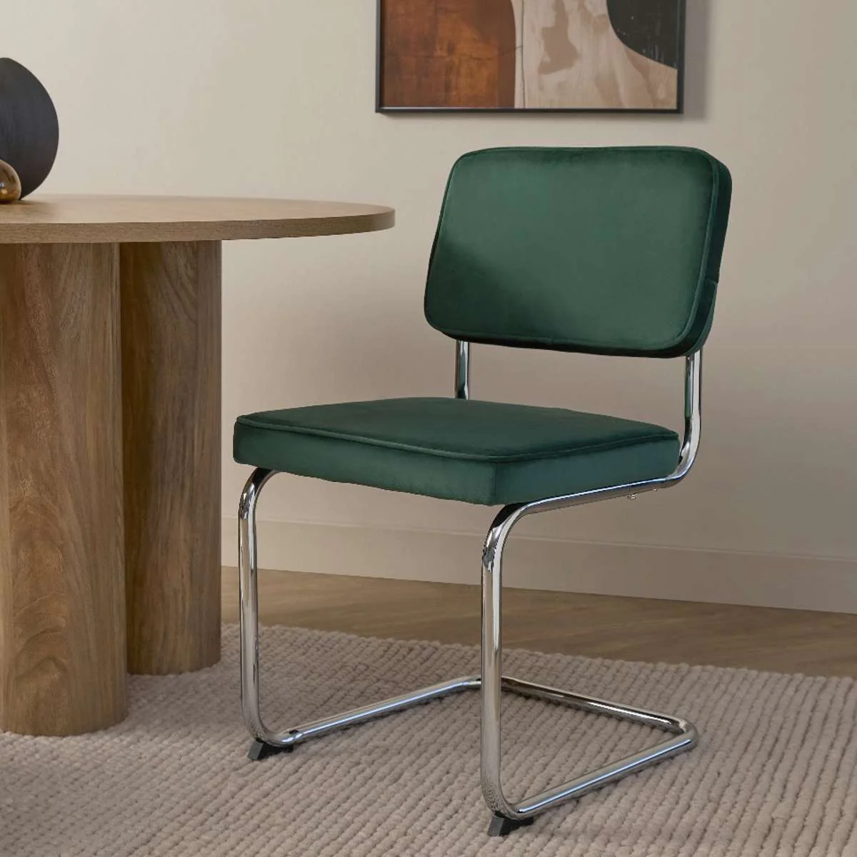 Marcel Chrome Dining Chair - Set of Two - Dark Green - Image 3