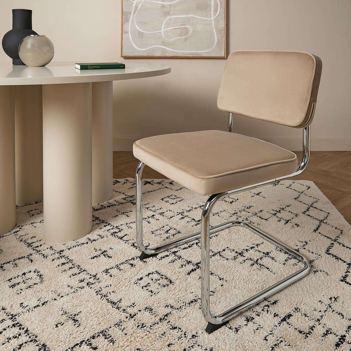 Marcel Chrome Dining Chair - Set of Two - Mushroom - Image 3