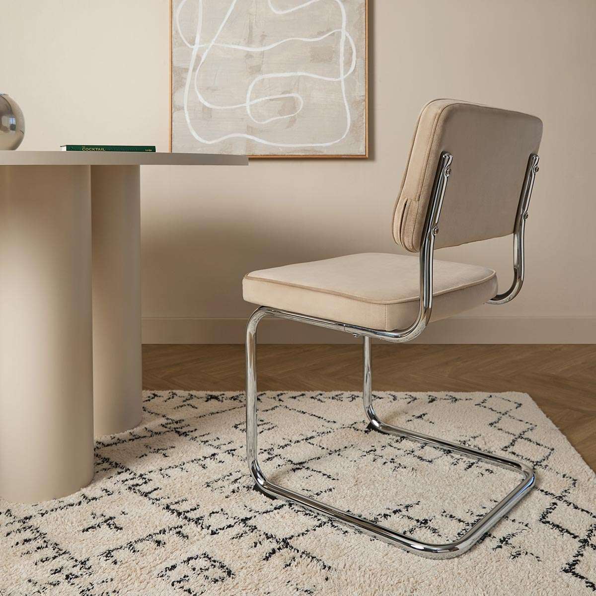Marcel Chrome Dining Chair - Set of Two - Mushroom - Image 4