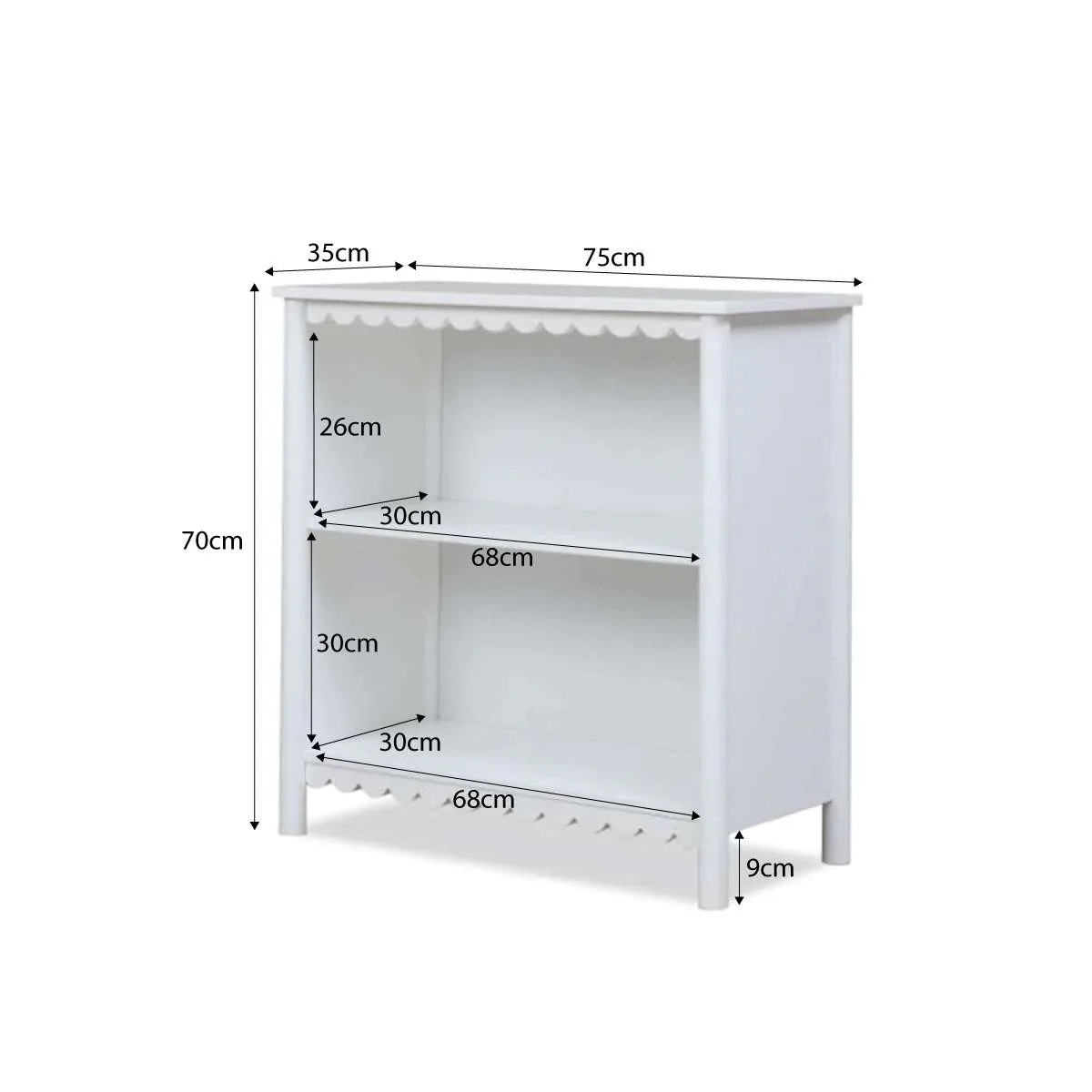 Mini Maisie Scalloped Low Bookcase - White - Image 7