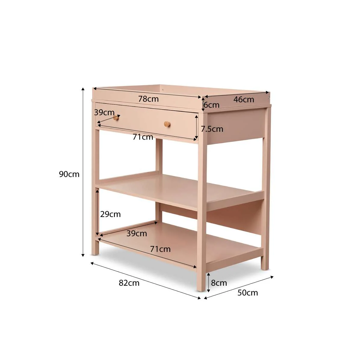 Mocka Change Table With Removable Top - Pink - Image 11