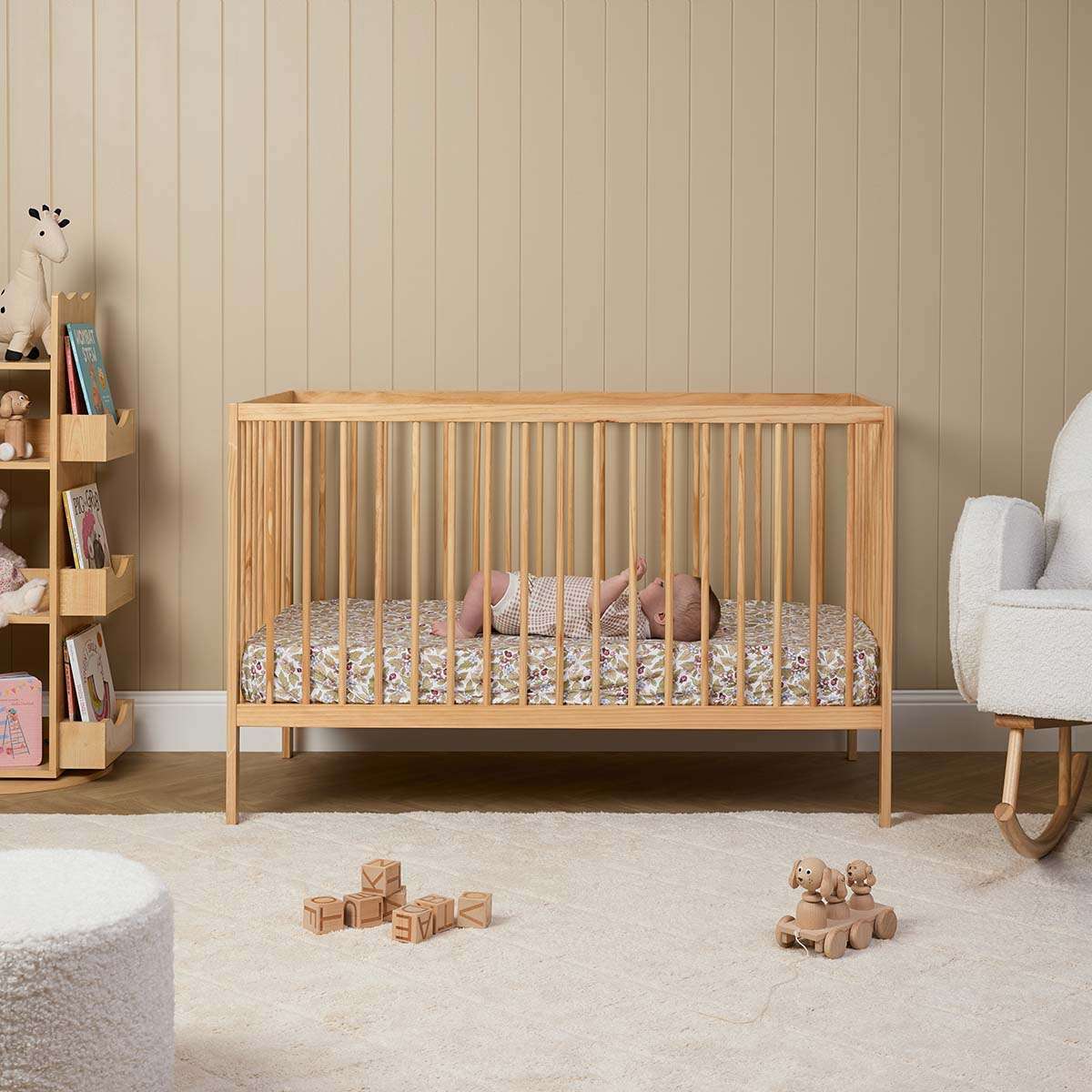 Mocka Dream Cot Natural + Mattress Bundle - Image 2