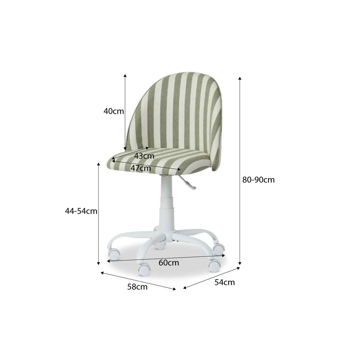 Nolan Office Chair - Green Stripe - Image 12