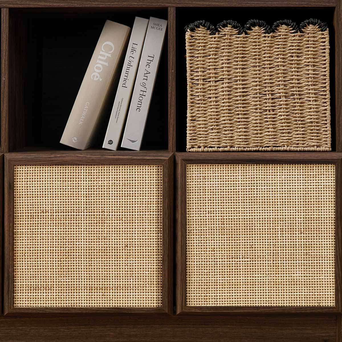 Noosa Rattan Cube Storage Bookcase  - Walnut - Image 5
