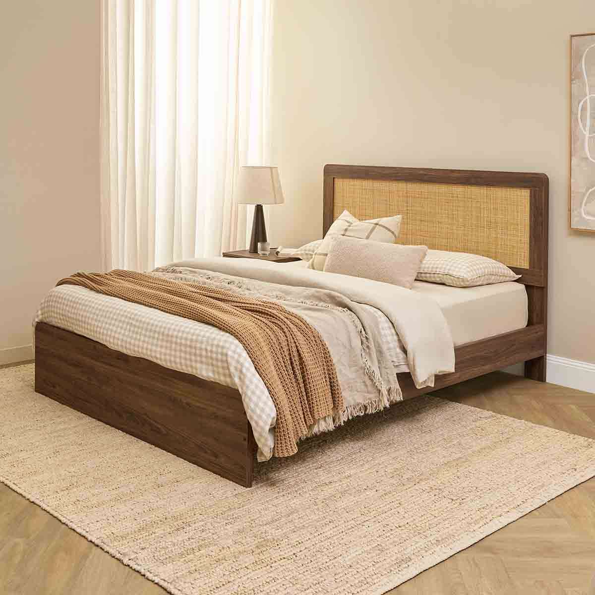 Noosa Rattan Queen Bed - Walnut - Image 2