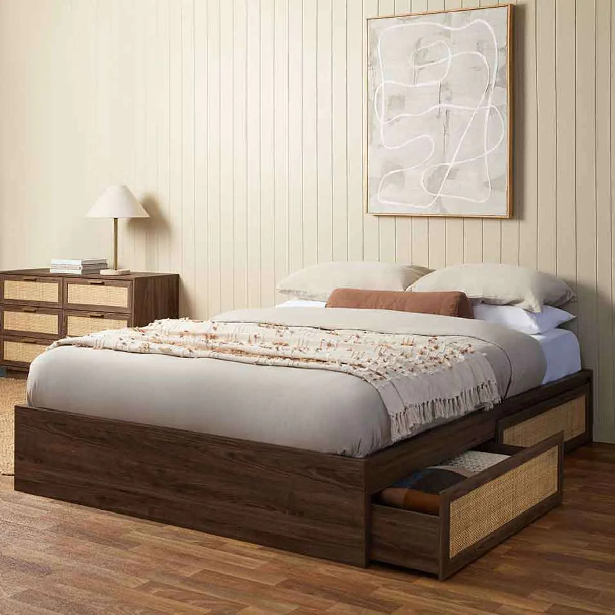 Noosa Rattan Storage Bed Base - Walnut - Image 3