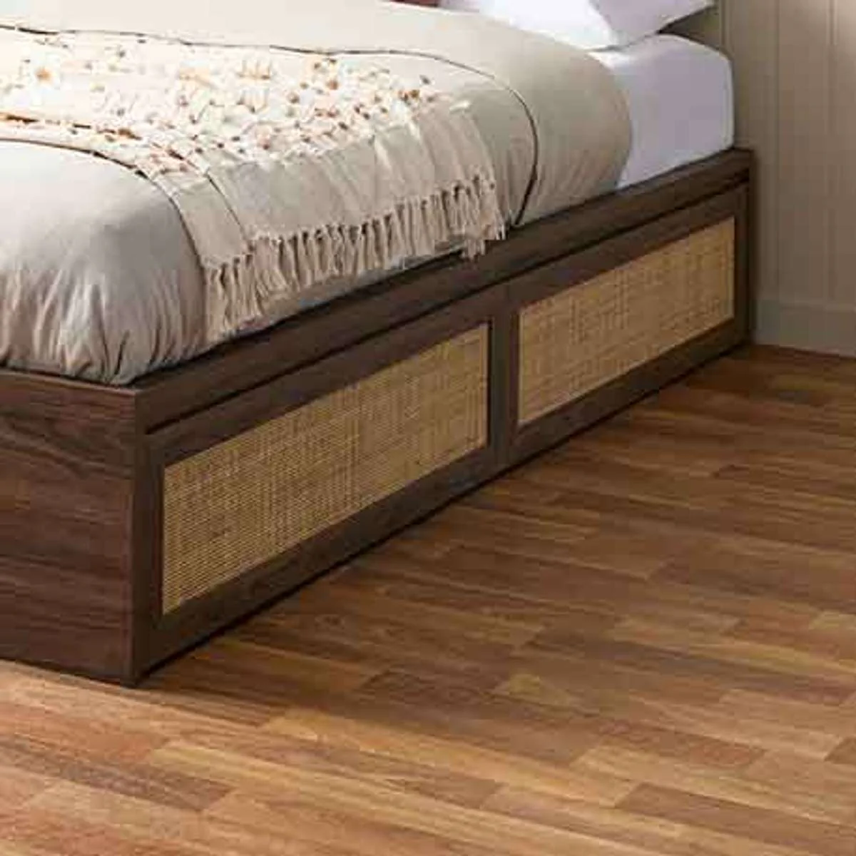 Noosa Rattan Storage Bed Base - Walnut - Image 5