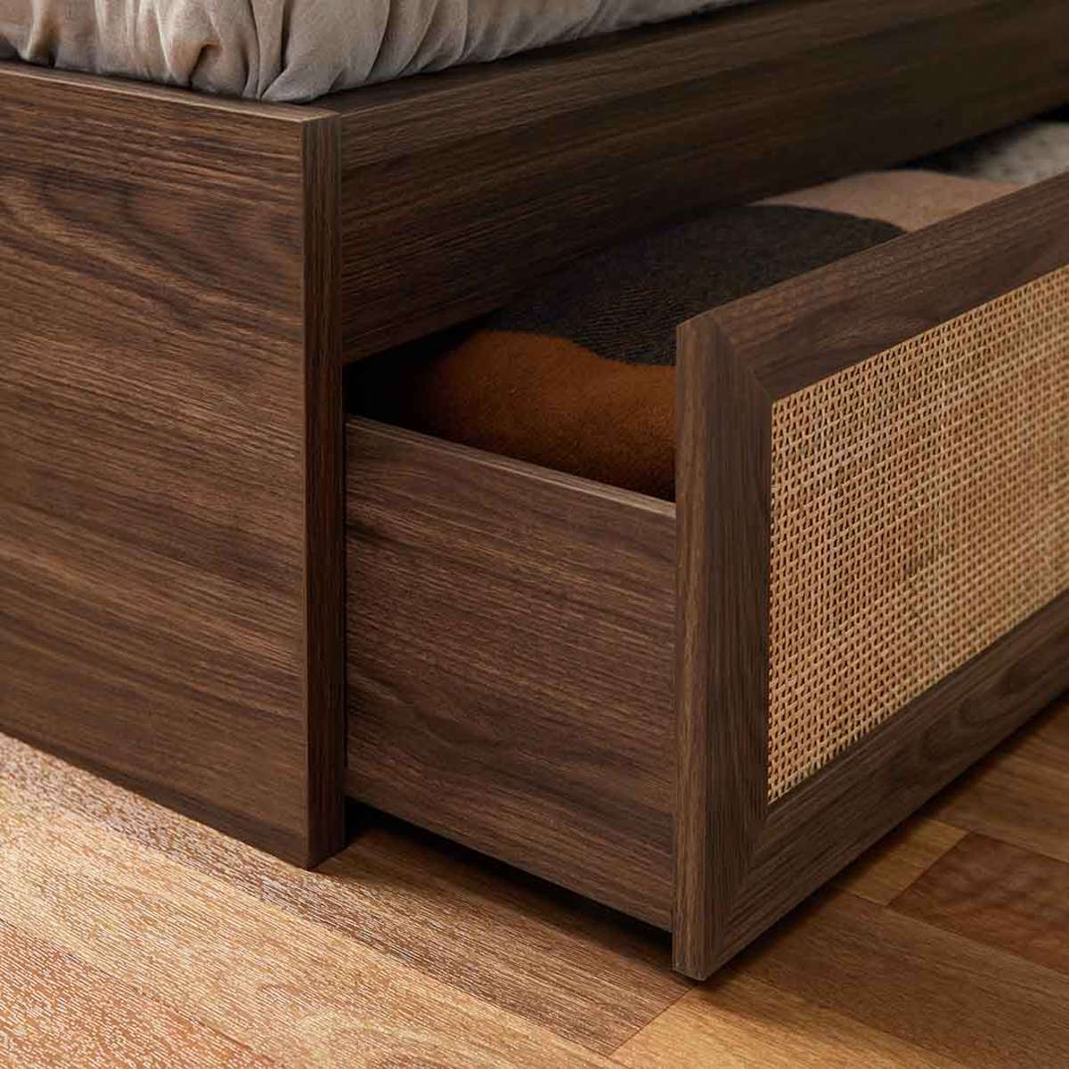 Noosa Rattan Storage Bed Base - Walnut - Image 6