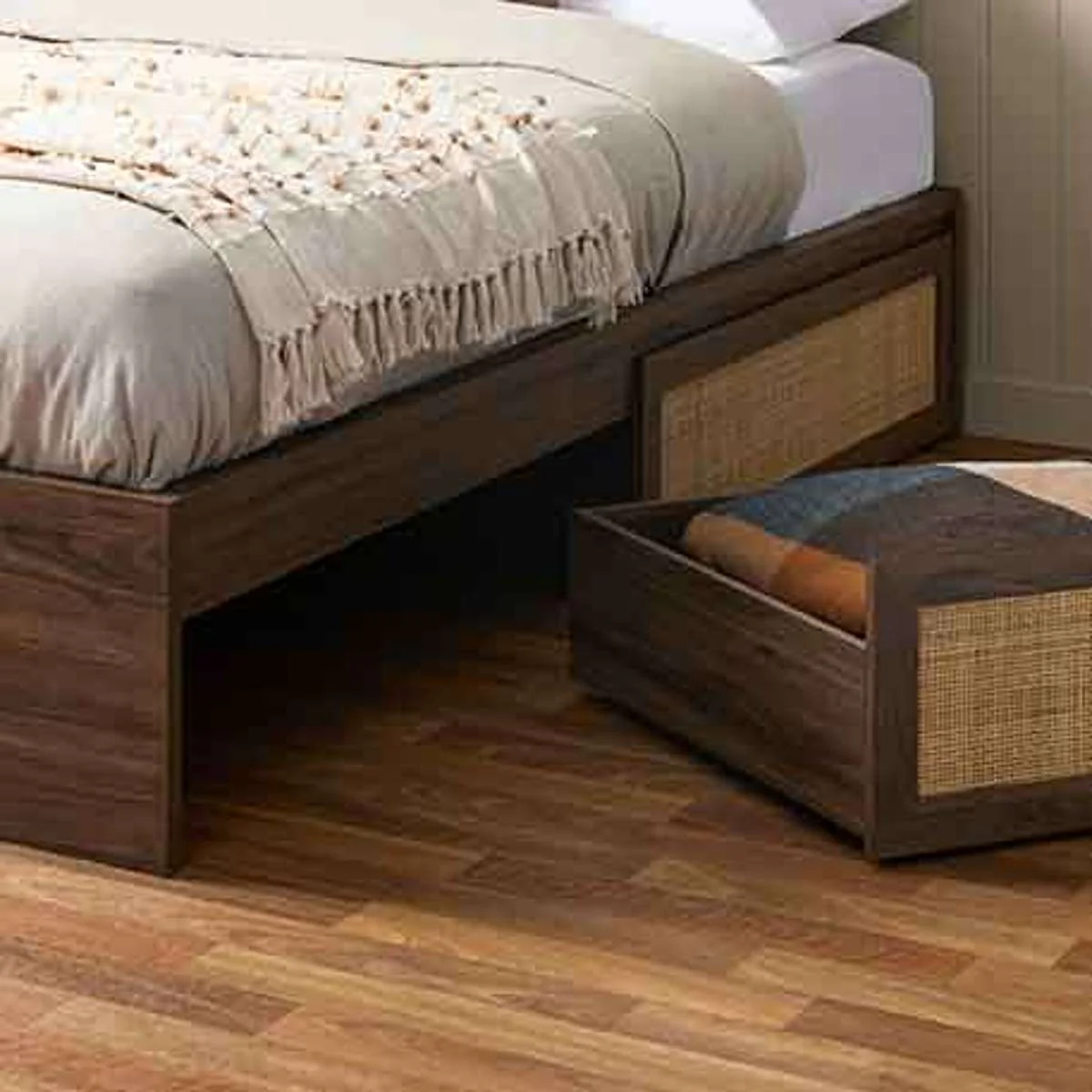Noosa Rattan Storage Bed Base - Walnut - Image 7