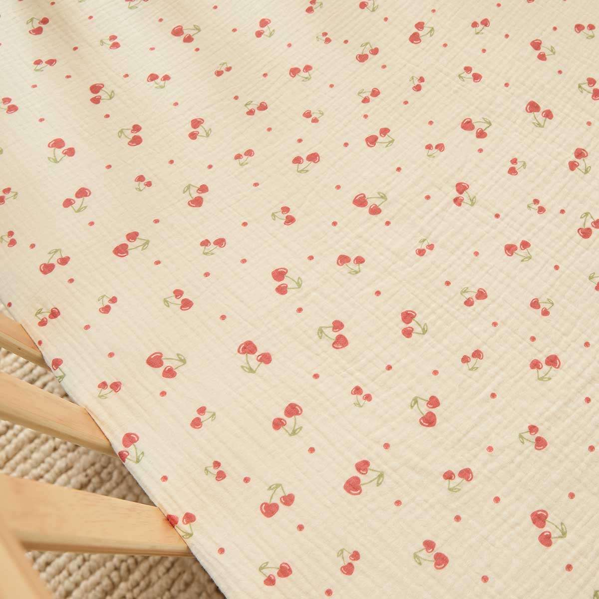 Organic Cotton Cot Sheet - Cherry Heart - Image 2