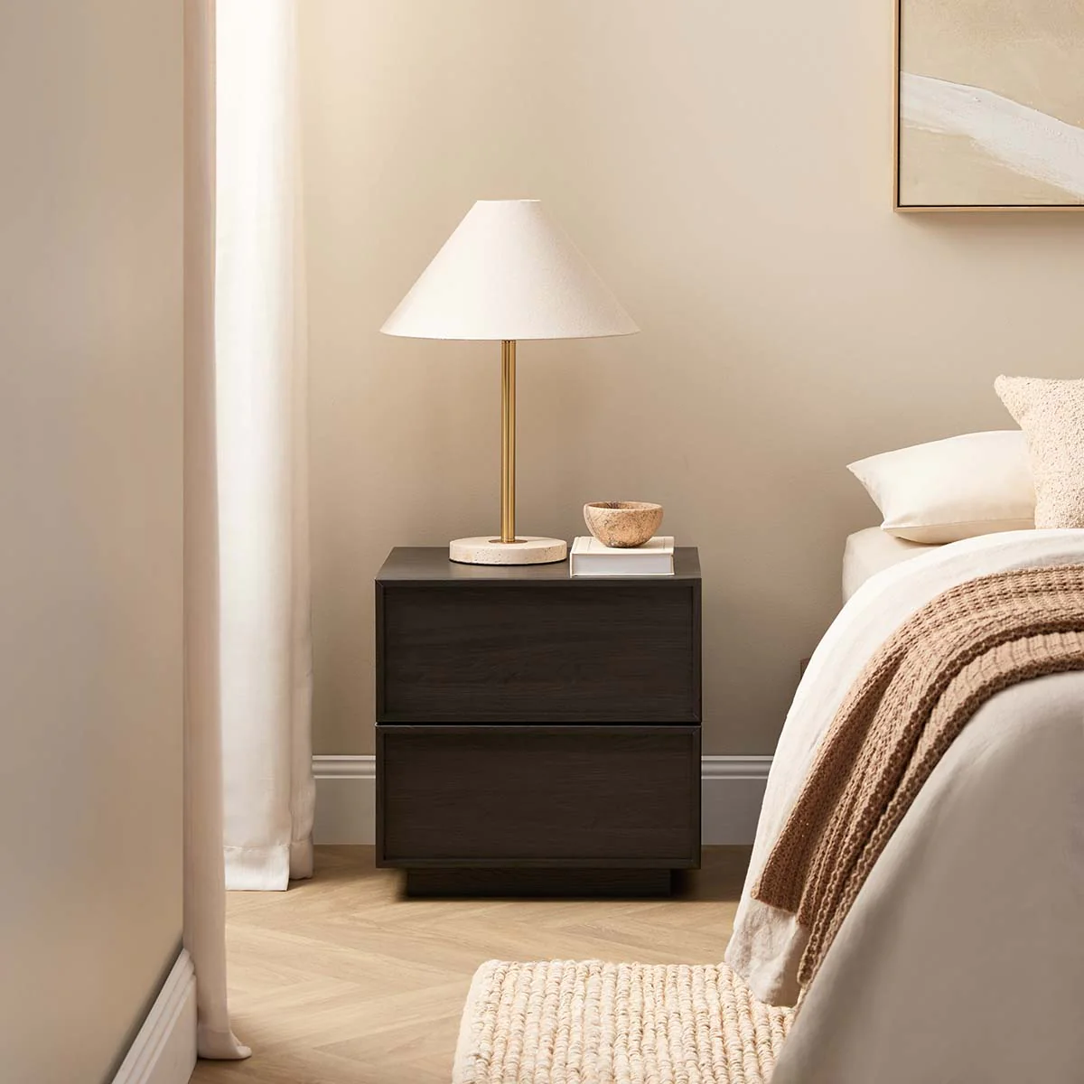 Osaka Bedside Table - Textured Black