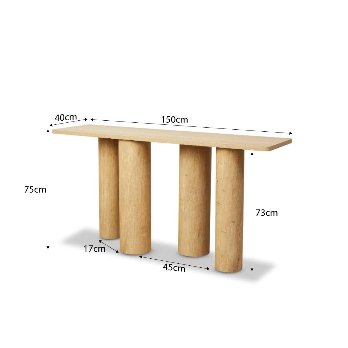 Otis Chunky Leg Console Table - Natural - Image 10