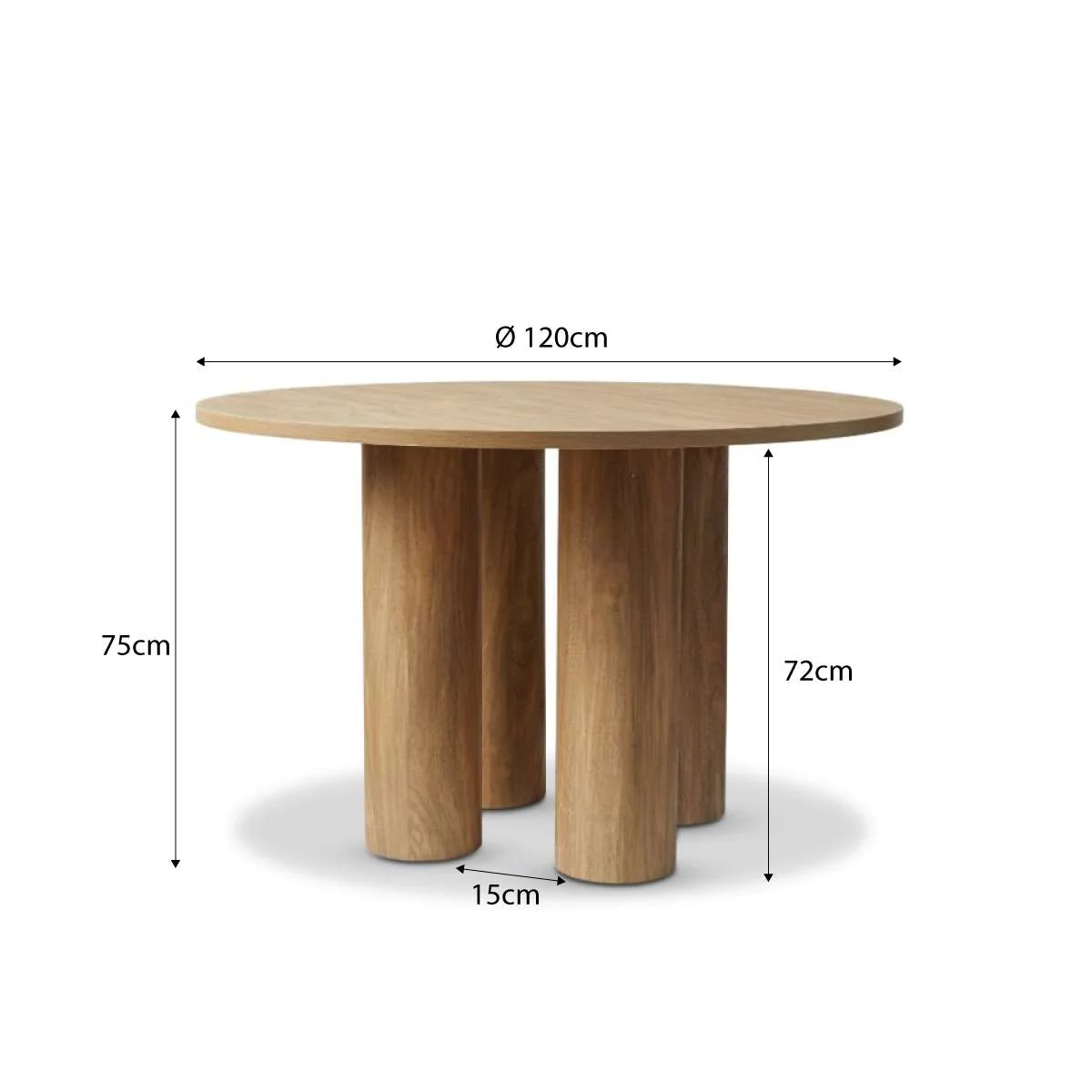 Otis Round Four Seater Dining Table - Pecan - Image 8