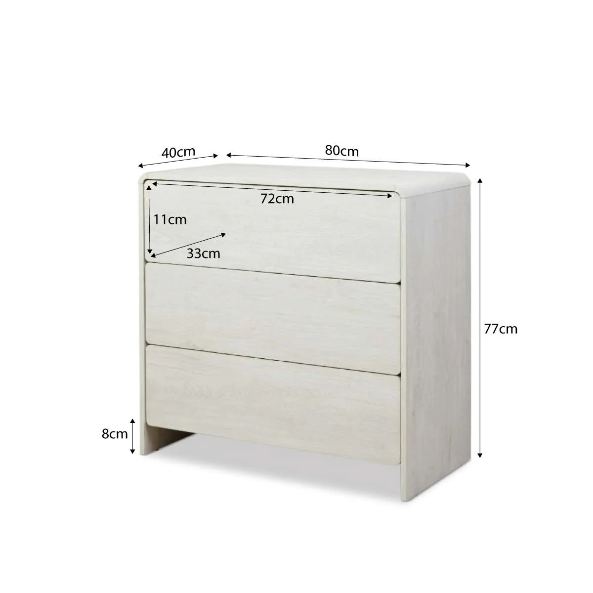 Owen Three Drawer - Cream - Image 9