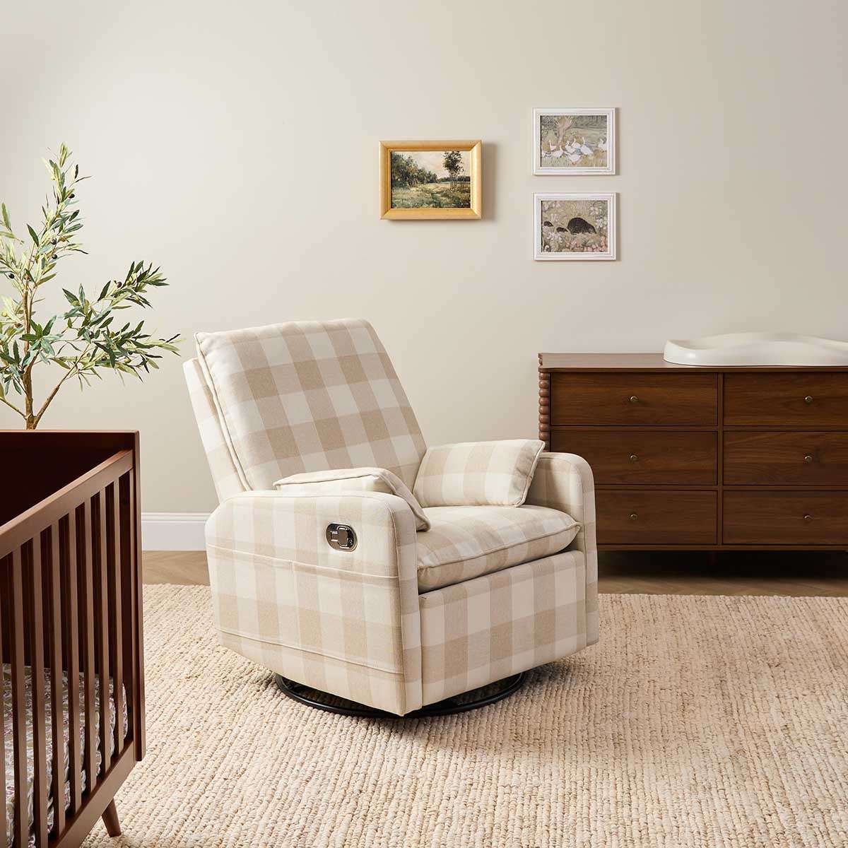 Penny Gingham Recliner And Swivel Chair - Cream - Image 2