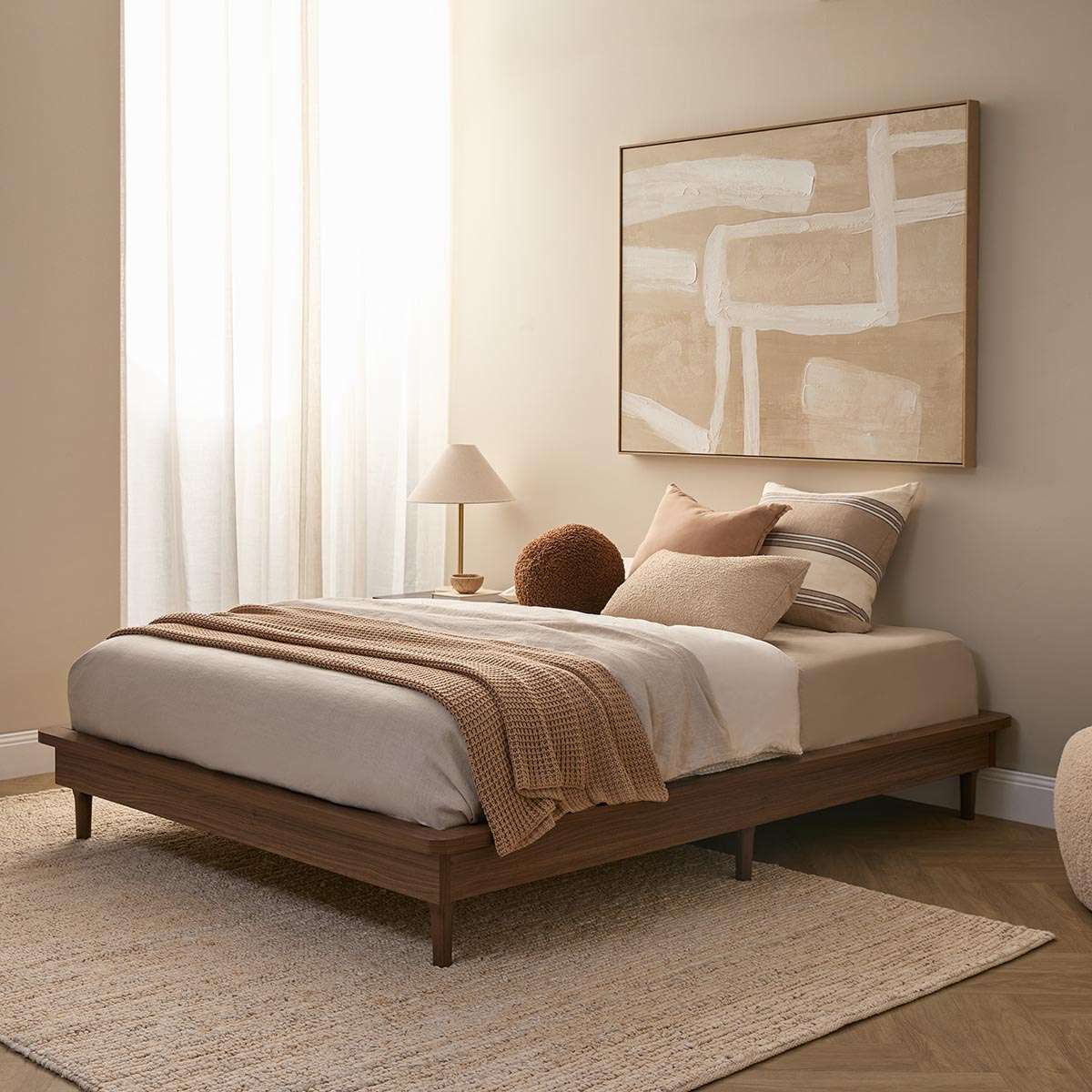 Queen Bed Base Walnut and Vale Queen Mattress Bundle - Image 2