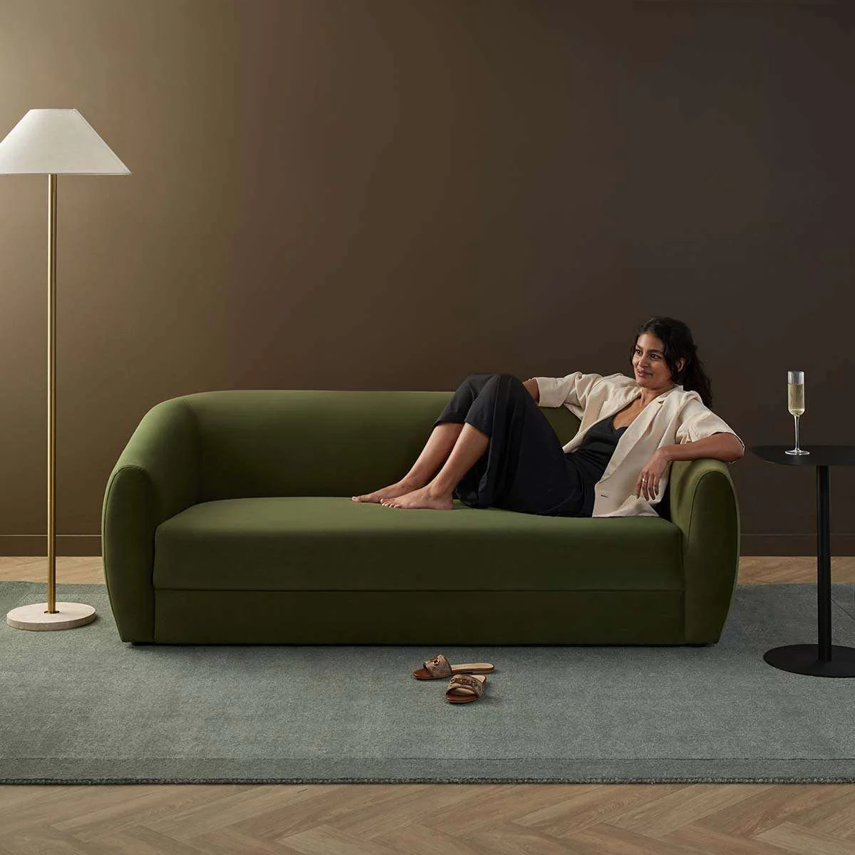Reign 2.5 Seater Sofa - Olive Green Velvet - Image 5