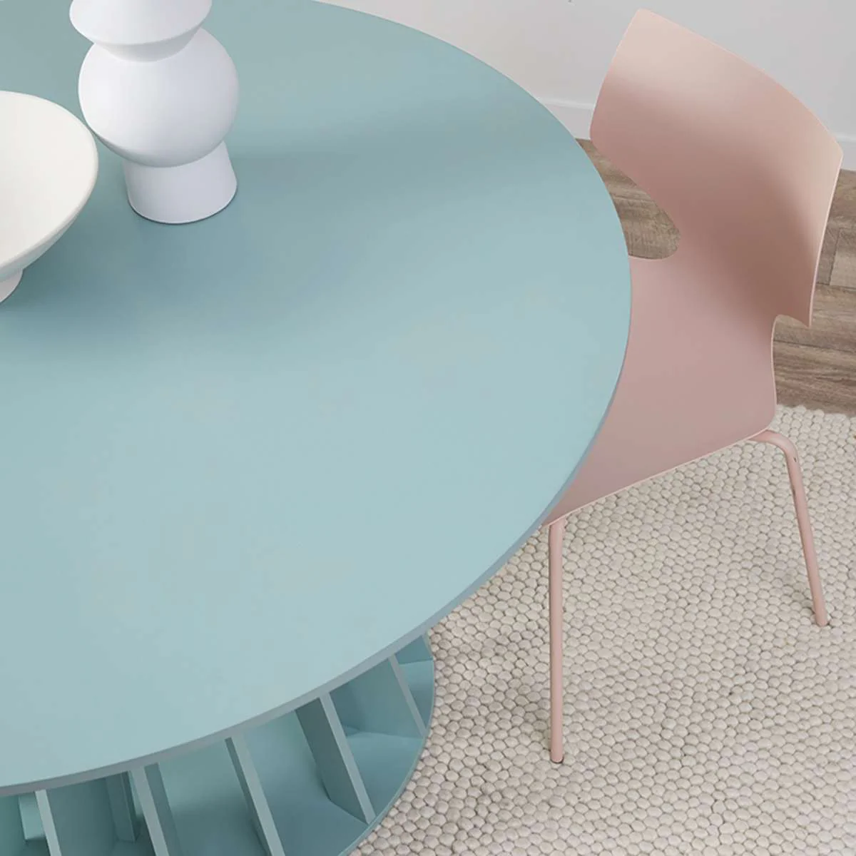 Rune Four Seater Slatted Round Dining Table - Sage - Image 6