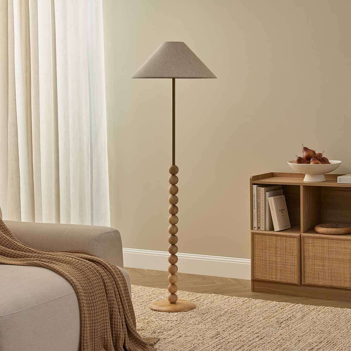 Skyla Sphere Wooden Ball Floor Lamp - Image 2